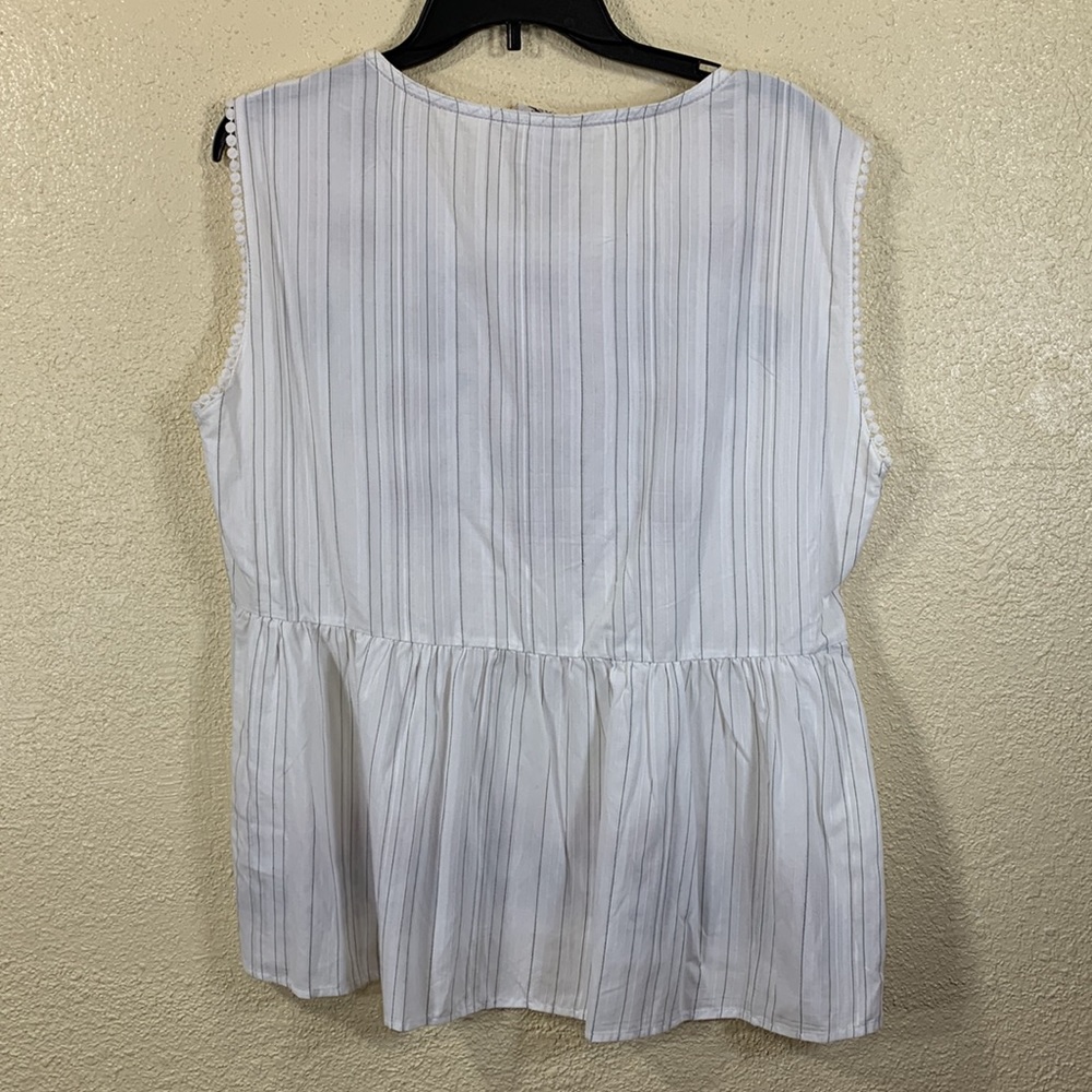 Knox Rose Top Blouse White Brown Embroidered M Light Weight Sleeveless Tiered - Picture 11 of 14
